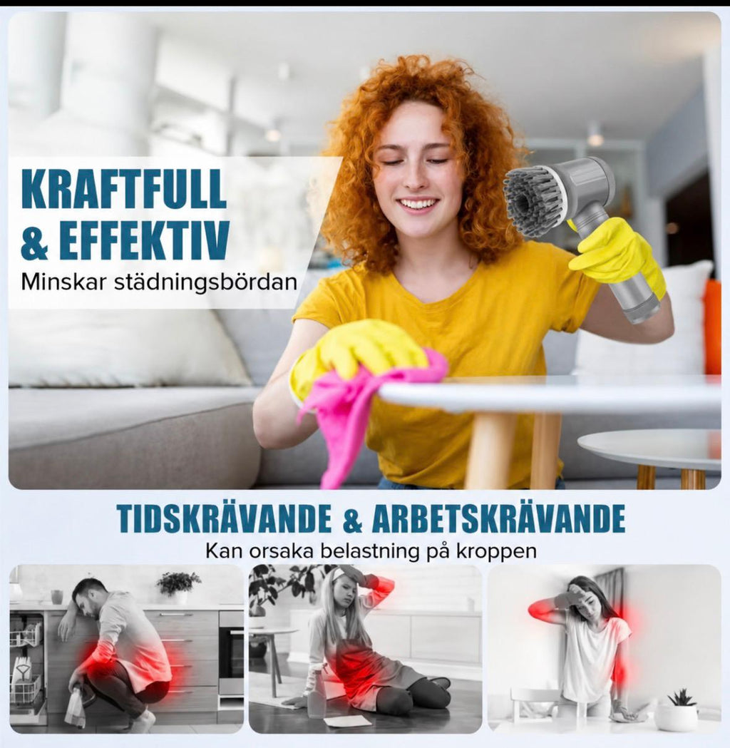 Elektrisk Rengöringsborste – Sladdlös med 5  Utbytbara Borsthuvuden